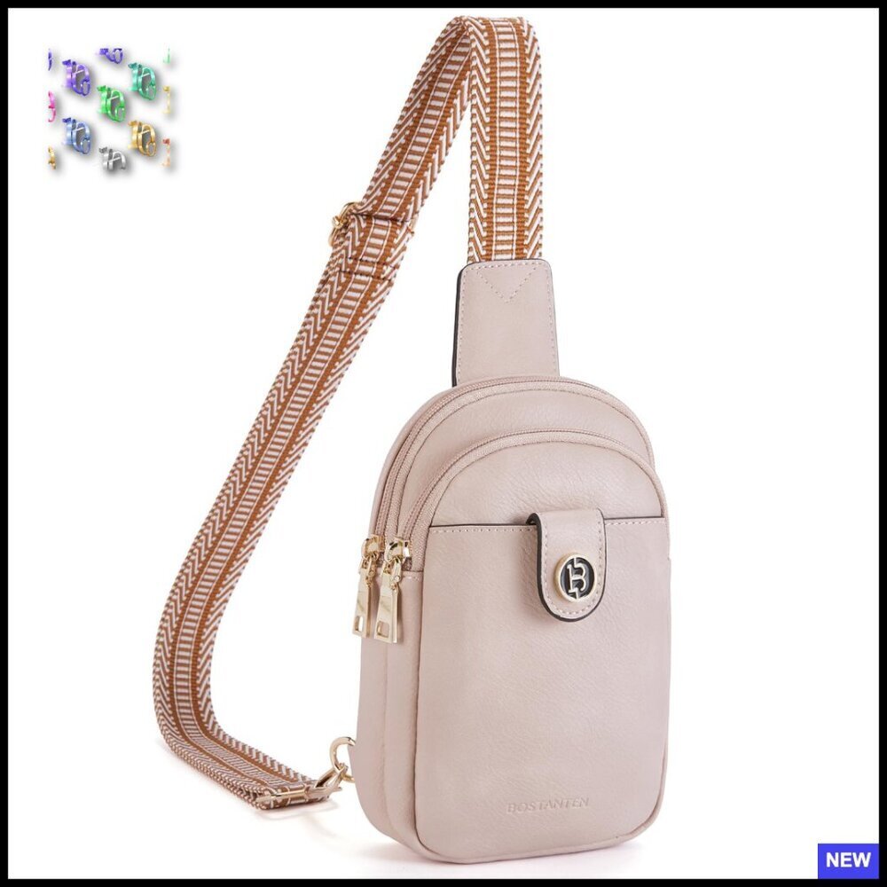 Chic Leather Crossbody Sling Bag Multiple Pockets Adjustable Strap Trendy